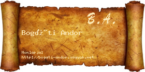 Bogáti Andor névjegykártya